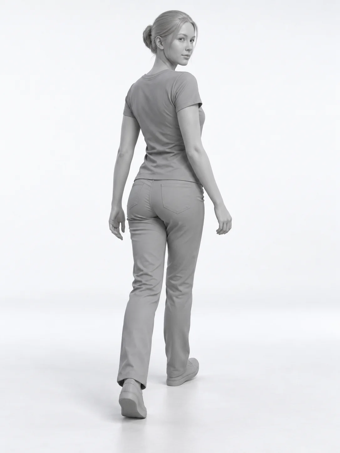 Original adult pose reference: Looking Back While Walking